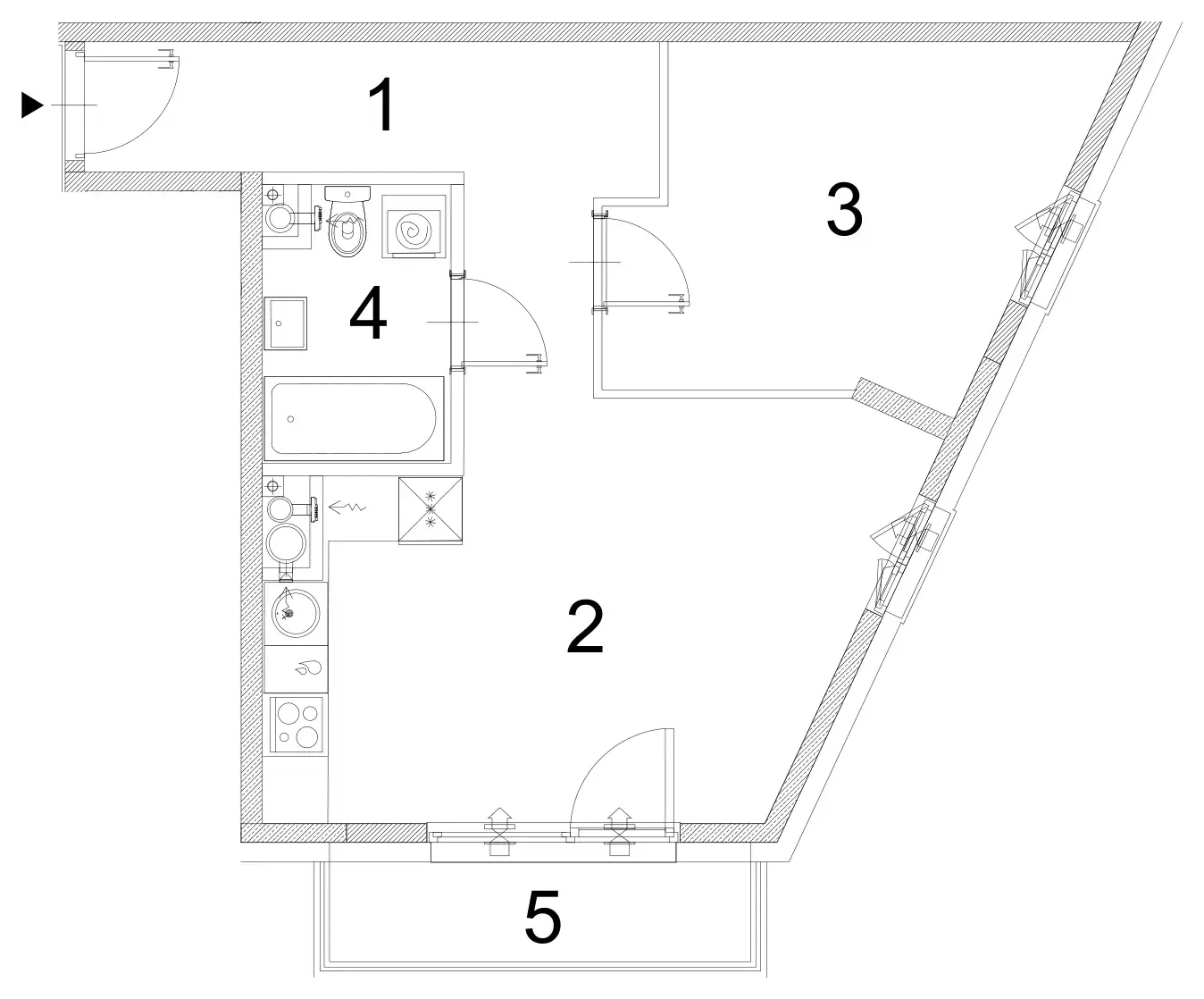 Rzut i tabela powierzchni lokalu A.15 — pomiar geodezyjny
