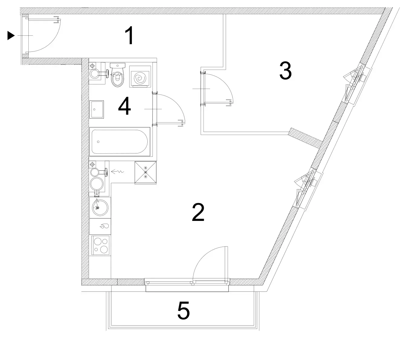 Rzut i tabela powierzchni lokalu A.21 — pomiar geodezyjny